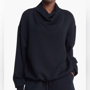Varley Betsy Funnel Neck Pullover with Drawstring Waist in Black, Size S